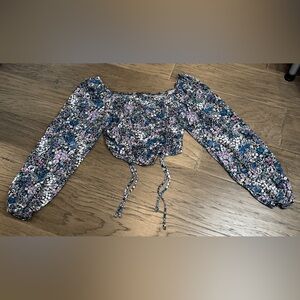 Wild Fable Floral‎ Print Smocked Crop Top Women’s Size S